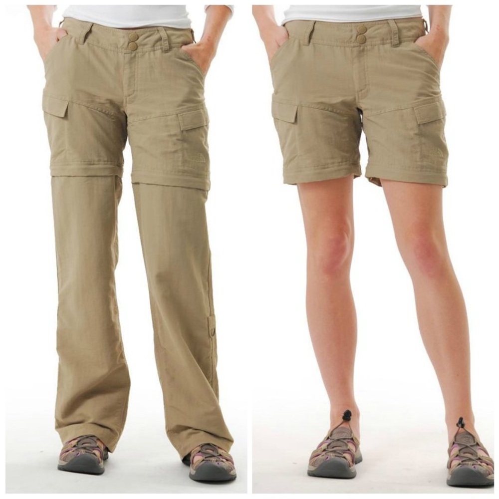 The North Face Khaki Cargo Convertible Pants size 6 short